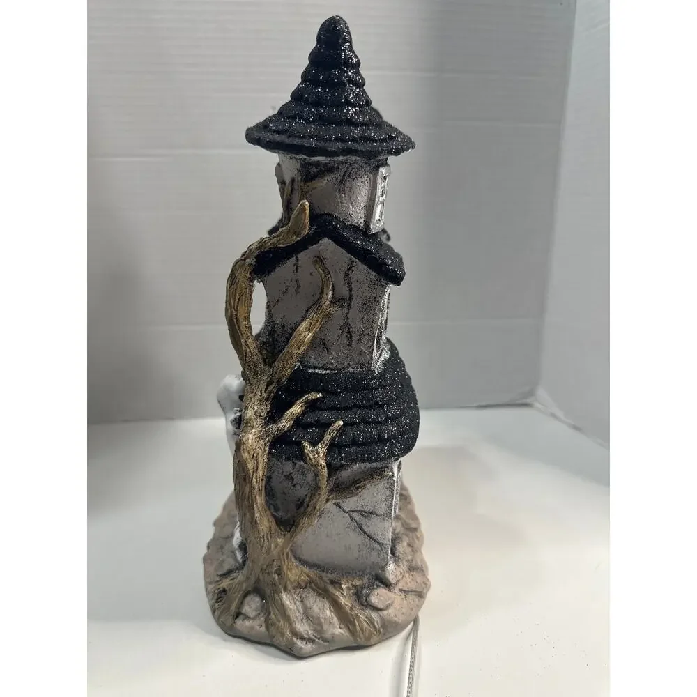 Retro Halloween  Spooky Light Up Haunted House With Ghost & Owl 2024 NWT
